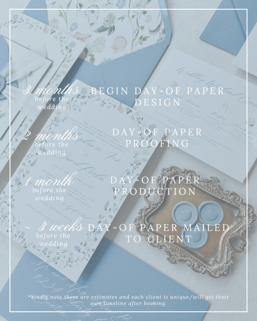 Day-Of Wedding Paper Design Timeline Graphic